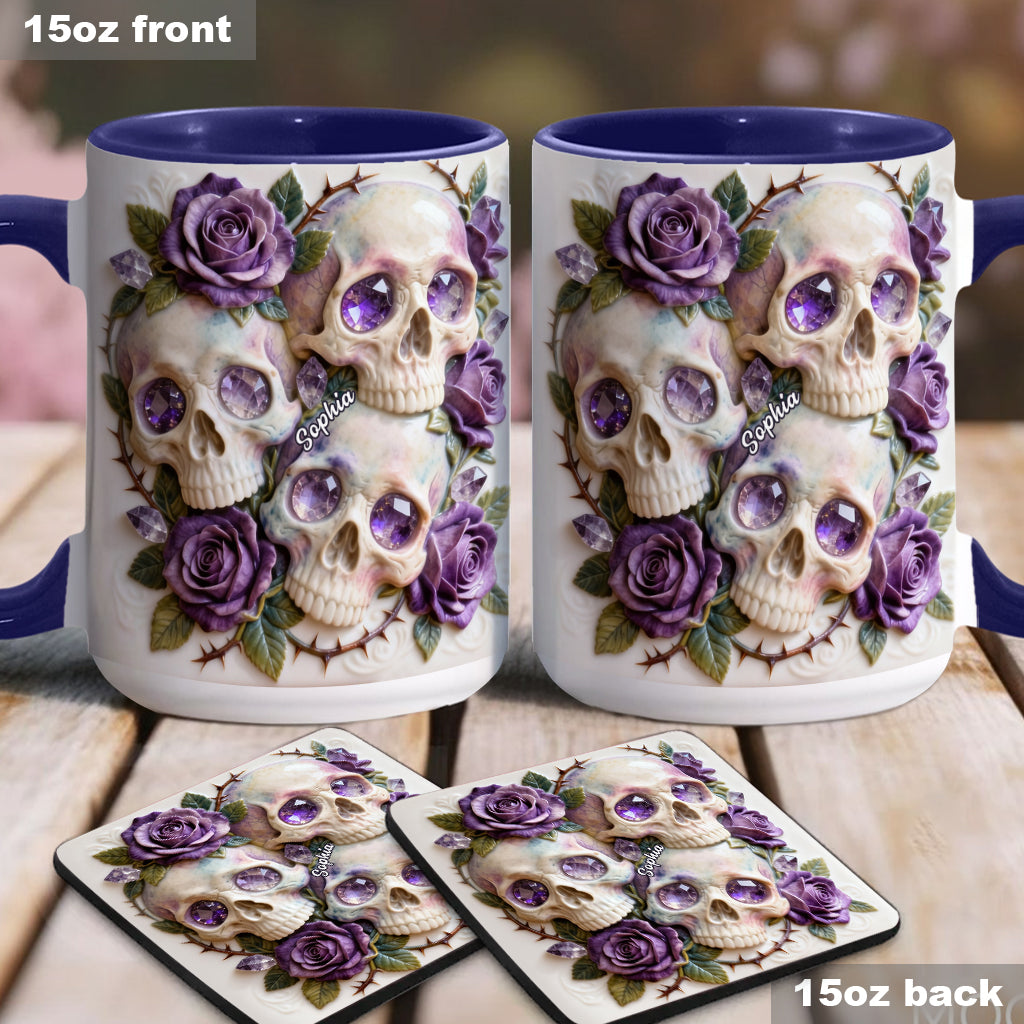 Skulls And Roses - Personalized Skull Accent Mug & Coaster