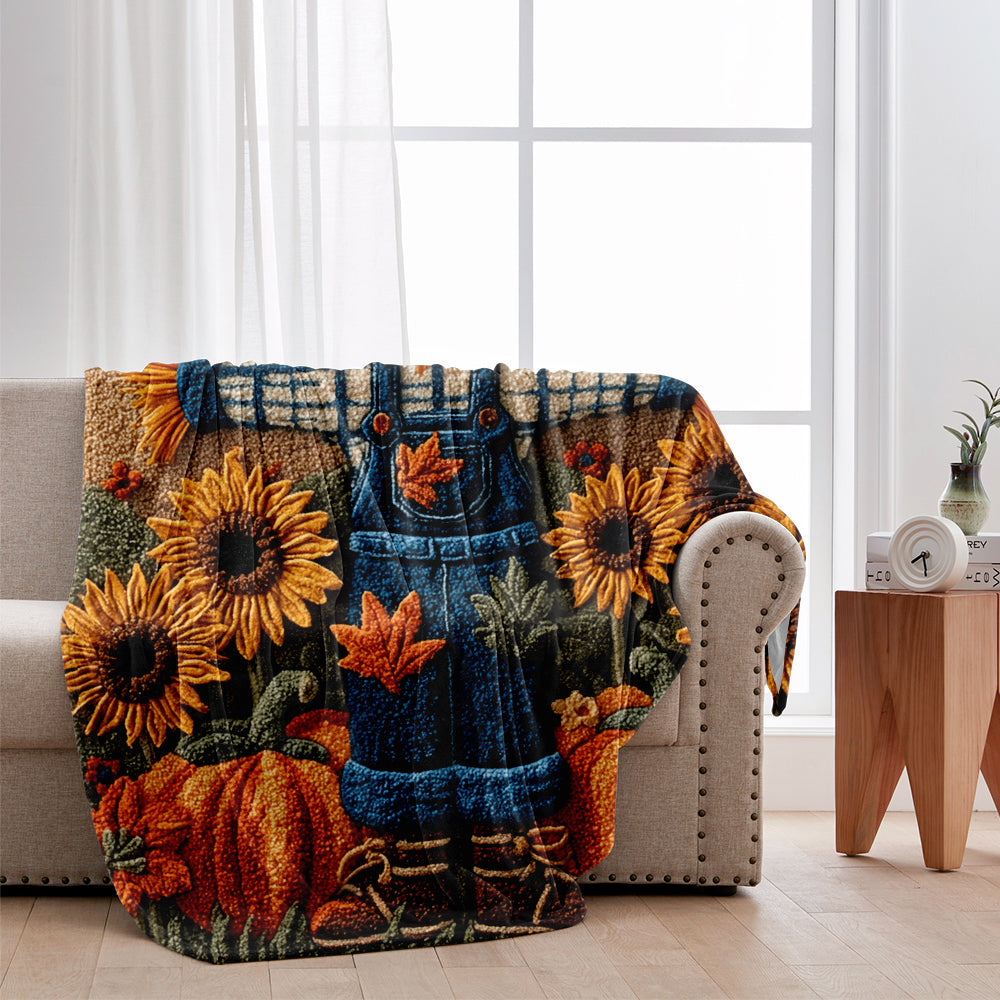 Herbstzeit mit Vogelscheuchen – Personalisierte Herbstdecke