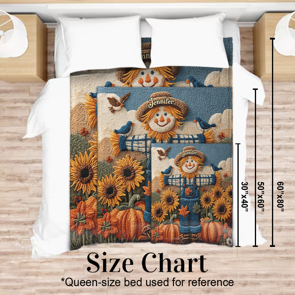 Herbstzeit mit Vogelscheuchen – Personalisierte Herbstdecke