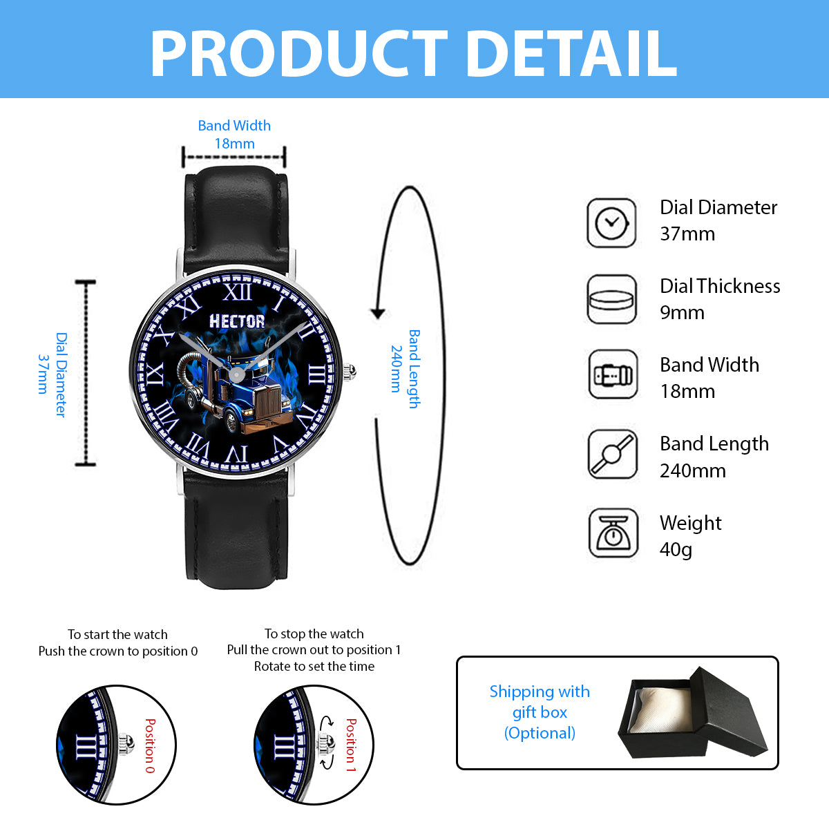 Keep On Truckin - Personalized Trucker Hand Watch