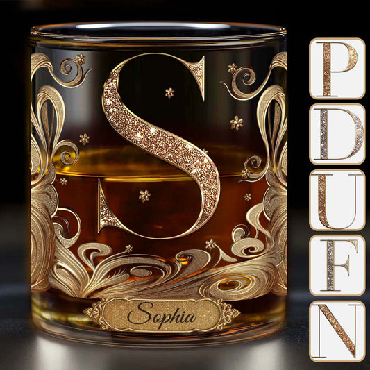 Elegantes personalisiertes Luxus-Whiskyglas mit Buchstabenangabe für Whisky- und Bourbon-Liebhaber