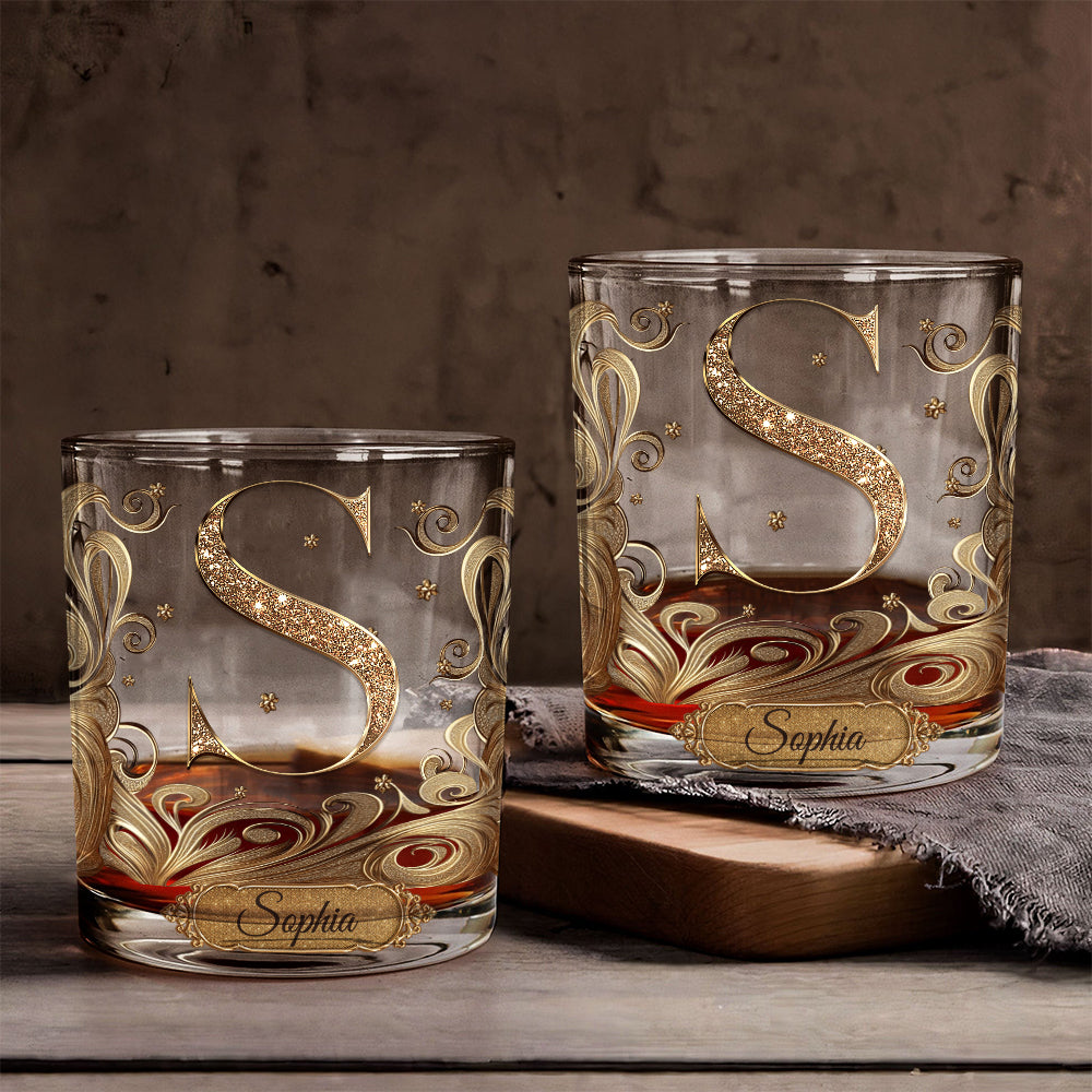 Elegant Alphabet Initial For Whiskey, Bourbon... Lovers - Personalized Luxury Whiskey Glass