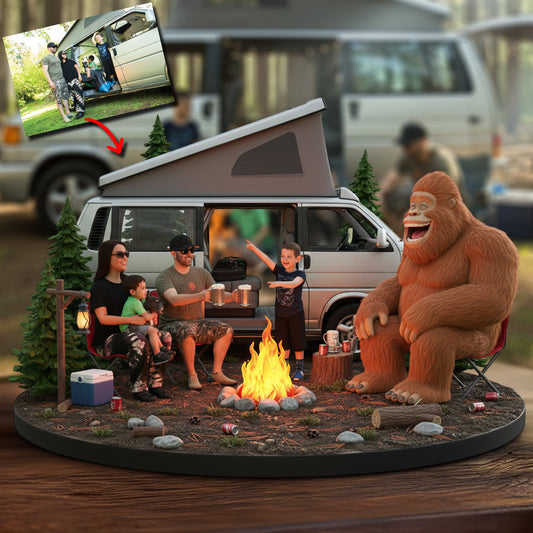 Funny Camp With Sasquatch, Custom From Any Photo - Personalized Camping Custom Shaped Acrylic Plaque