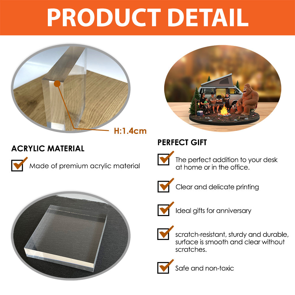 Funny Camp With Sasquatch, Custom From Any Photo - Personalized Camping Custom Shaped Acrylic Plaque