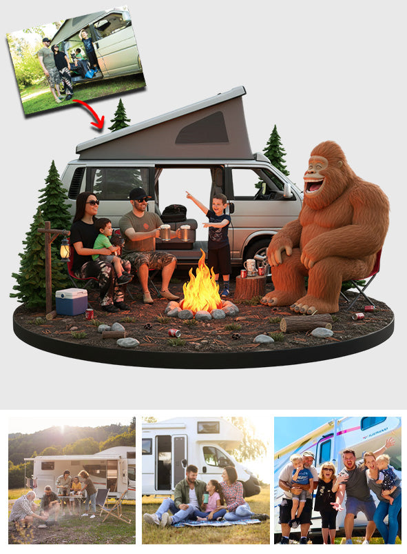 Funny Camp With Sasquatch, Custom From Any Photo - Personalized Camping Custom Shaped Acrylic Plaque