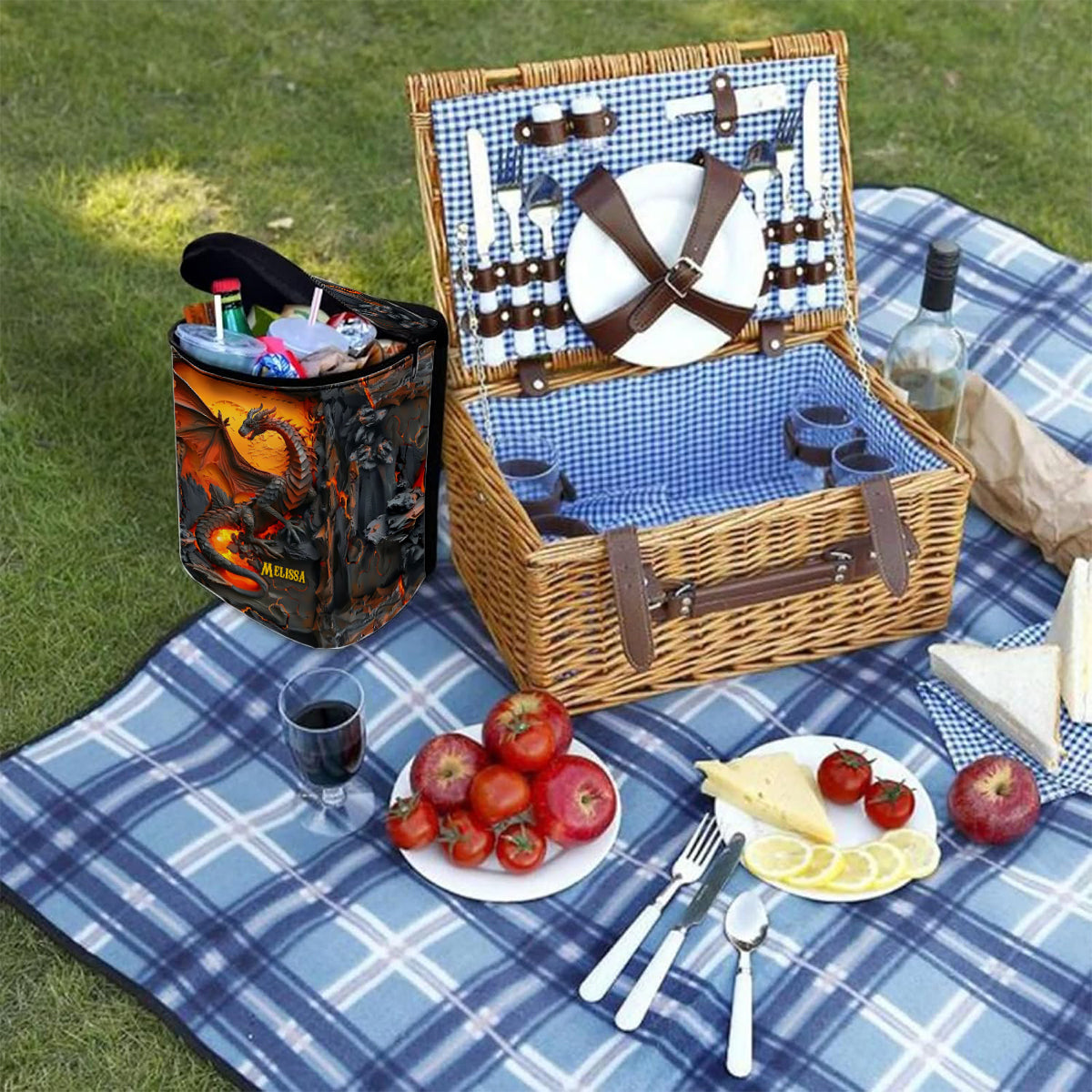 Vulkanischer Drache – Personalisierter tragbarer Auto-Mülleimer/Organizer in Drachenform