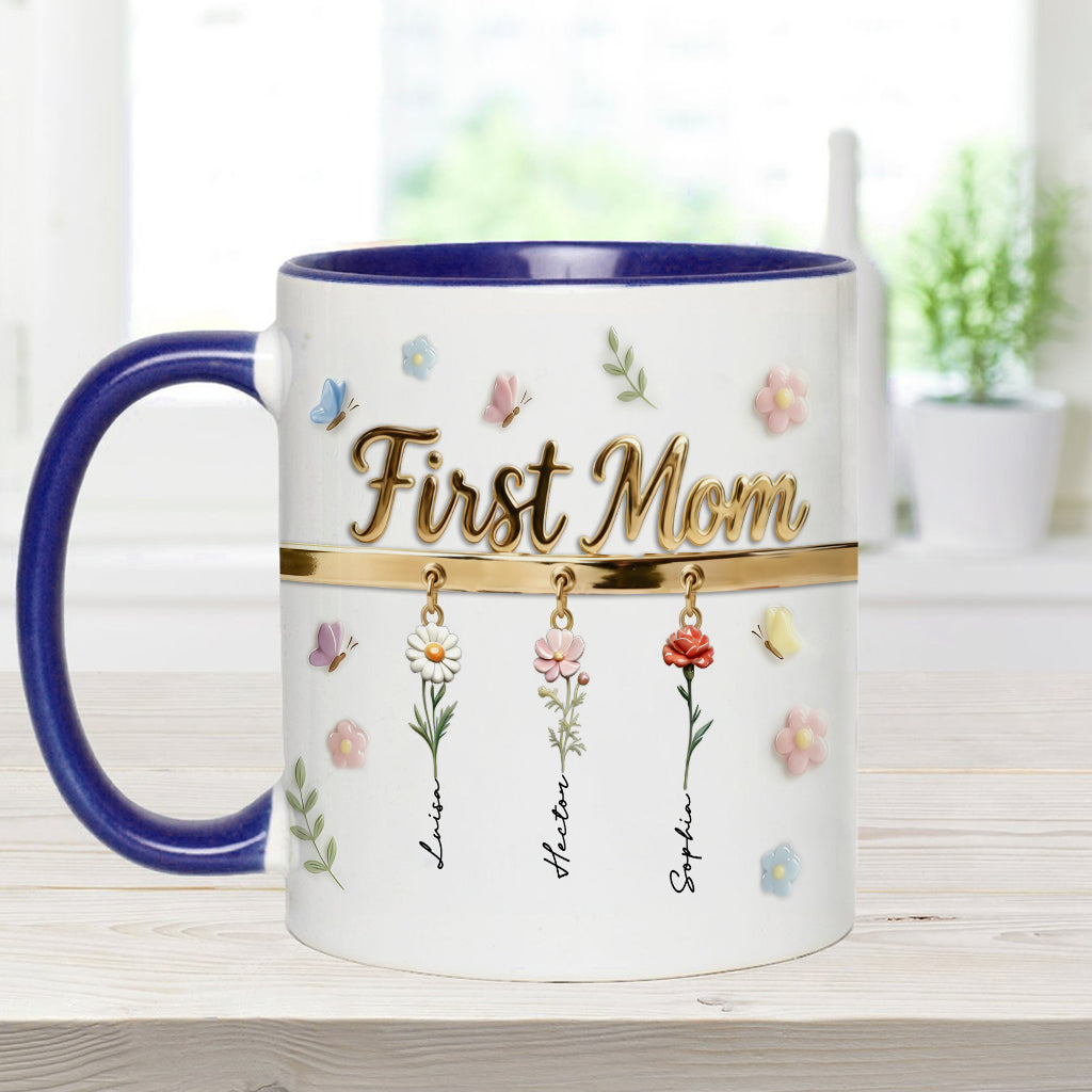 First Mom Now Grandma - Personalized Grandma Accent Mug & Coaster