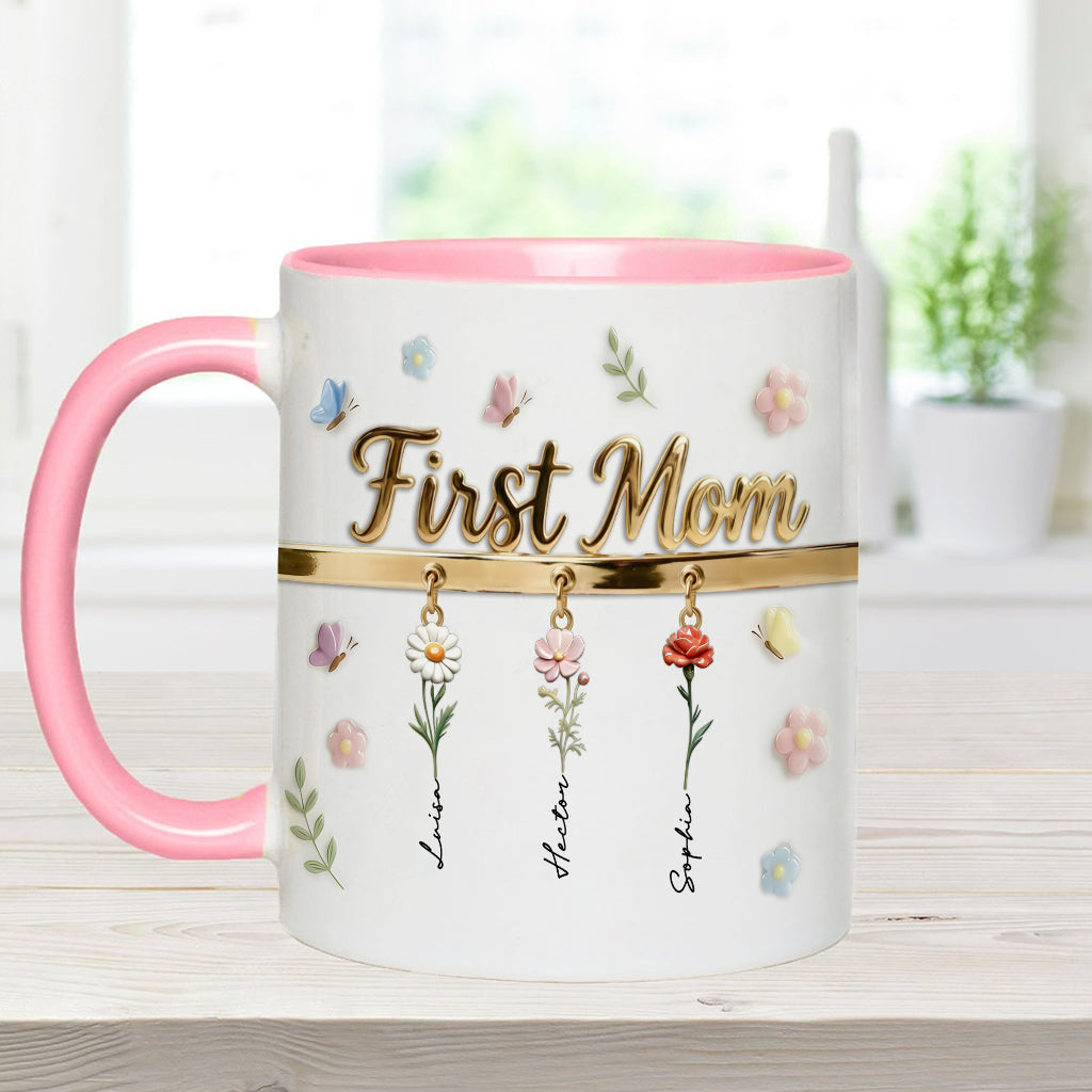 First Mom Now Grandma - Personalized Grandma Accent Mug & Coaster