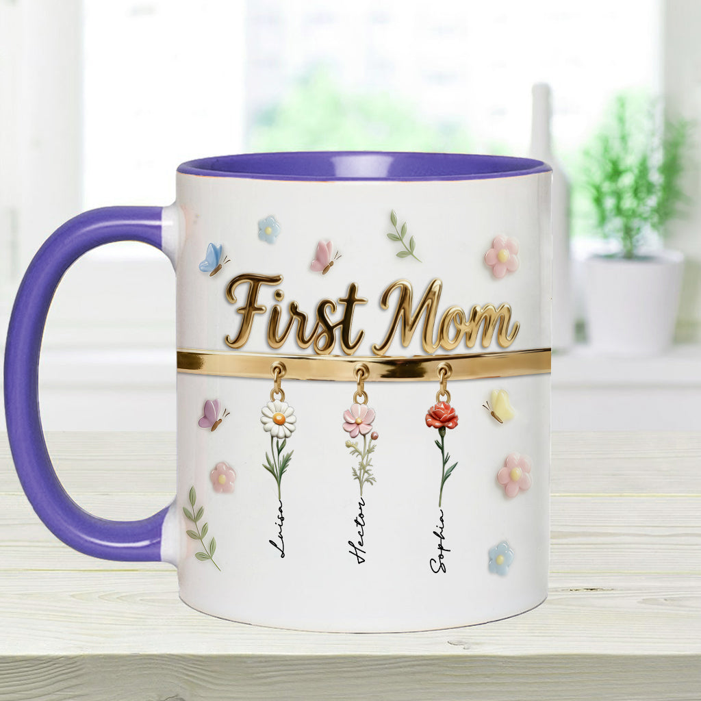 First Mom Now Grandma - Personalized Grandma Accent Mug & Coaster