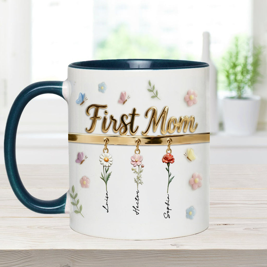 First Mom Now Grandma - Personalized Grandma Accent Mug & Coaster