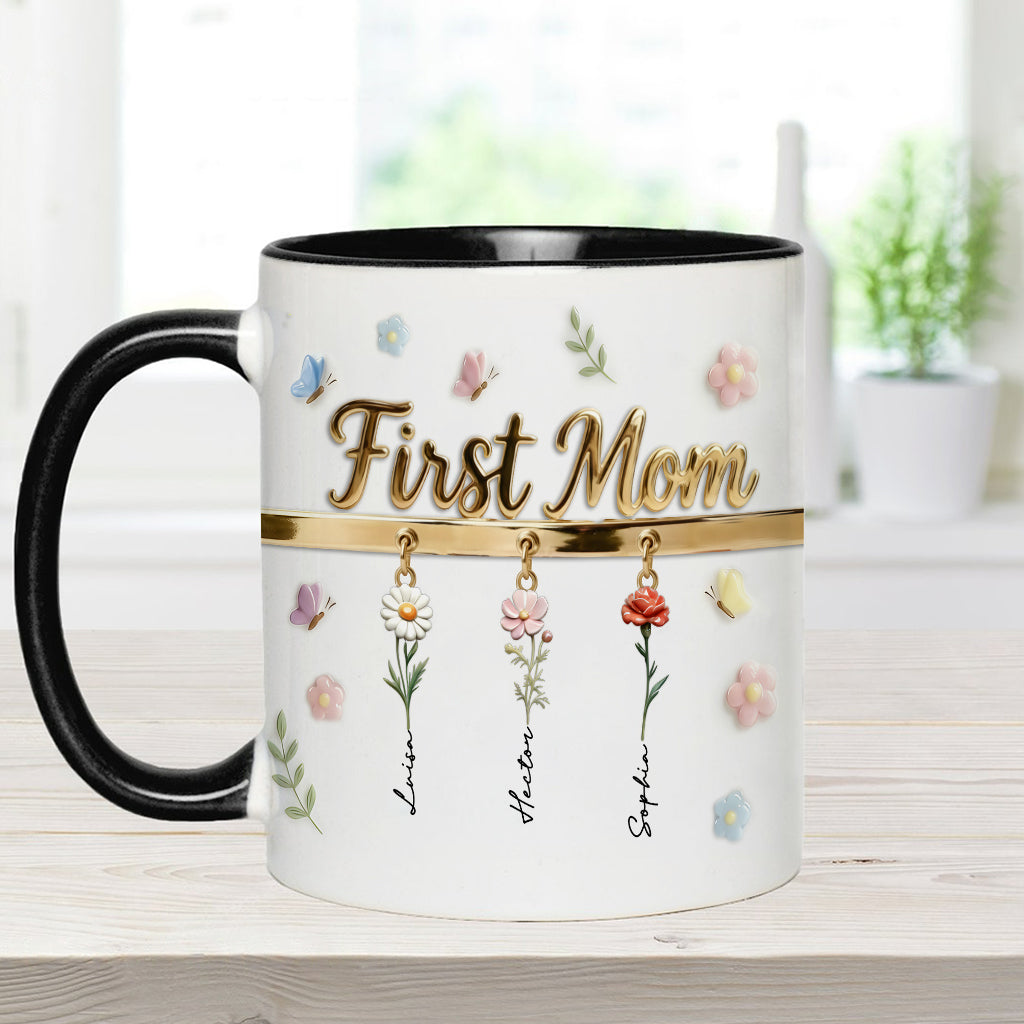 First Mom Now Grandma - Personalized Grandma Accent Mug & Coaster