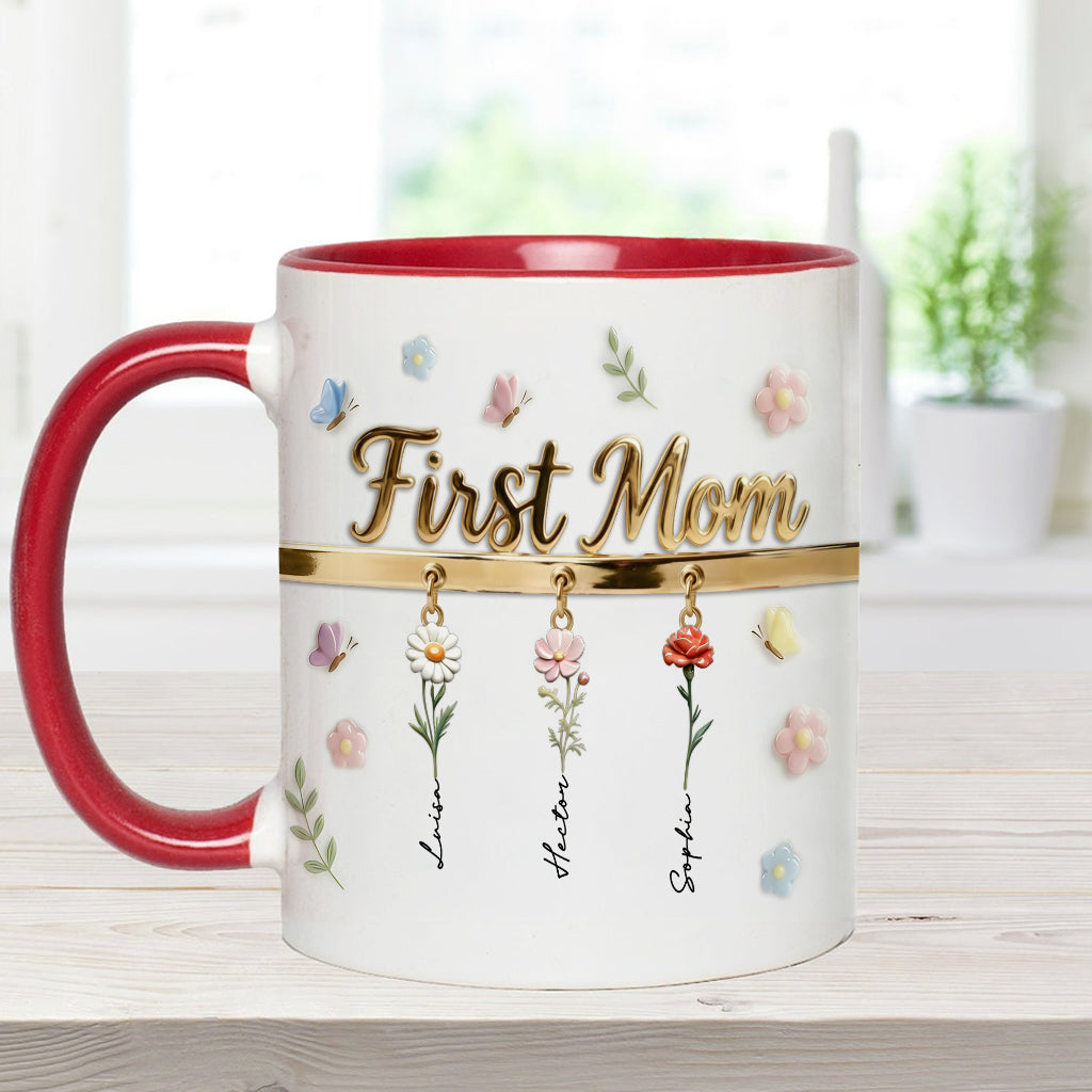 First Mom Now Grandma - Personalized Grandma Accent Mug & Coaster