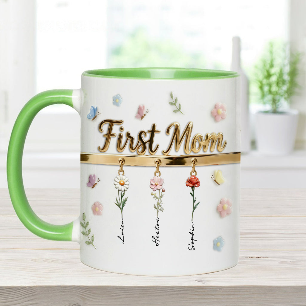 First Mom Now Grandma - Personalized Grandma Accent Mug & Coaster