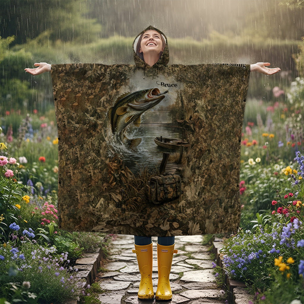 Love Fishing - Personalized Fishing Rain Poncho Coat