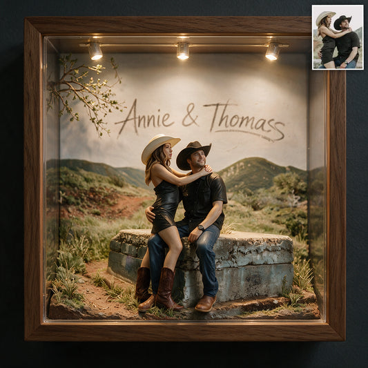 Custom From Any Photo - Personalized Family Wooden Light Shadow Box