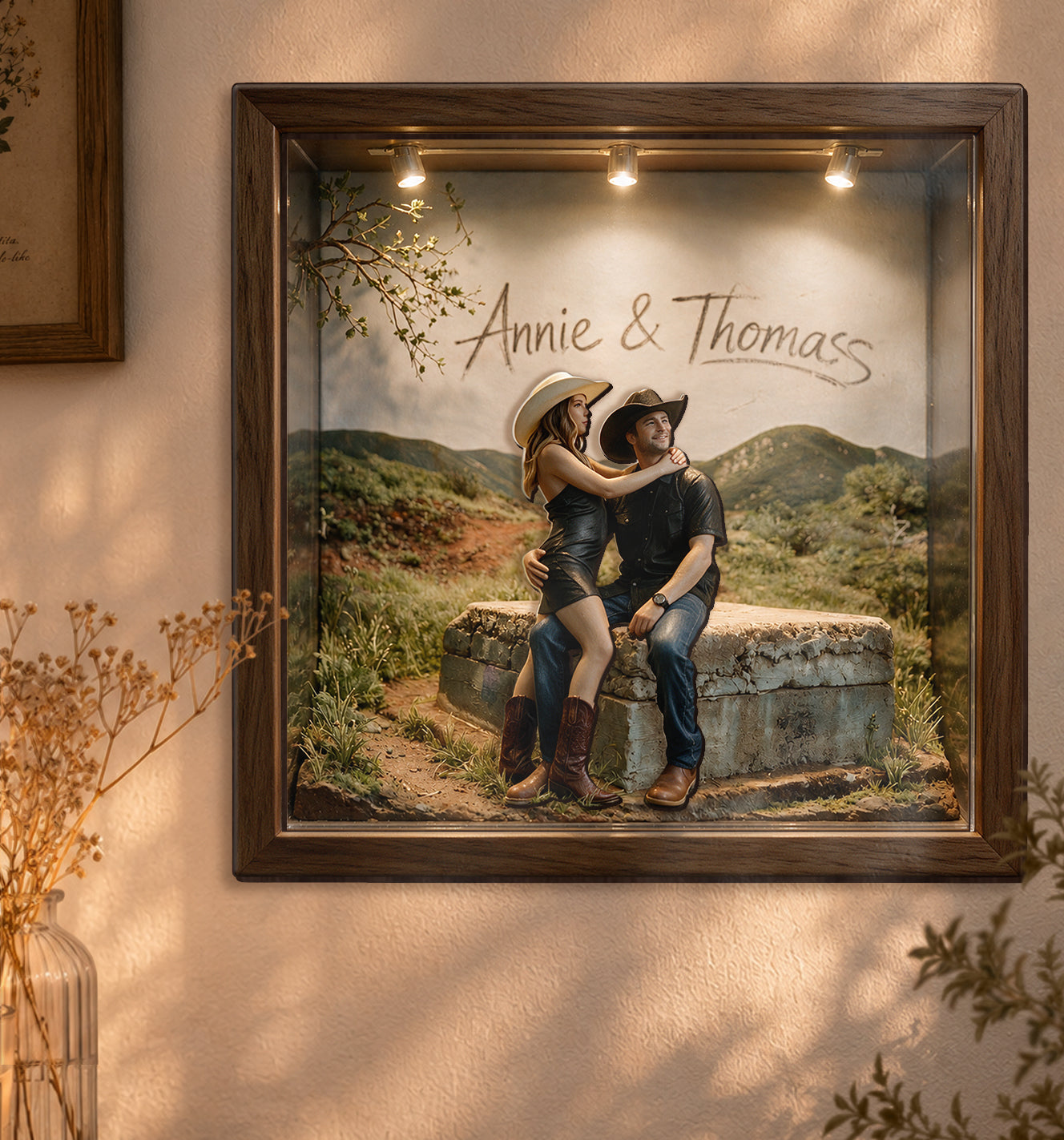 Custom From Any Photo - Personalized Family Wooden Light Shadow Box