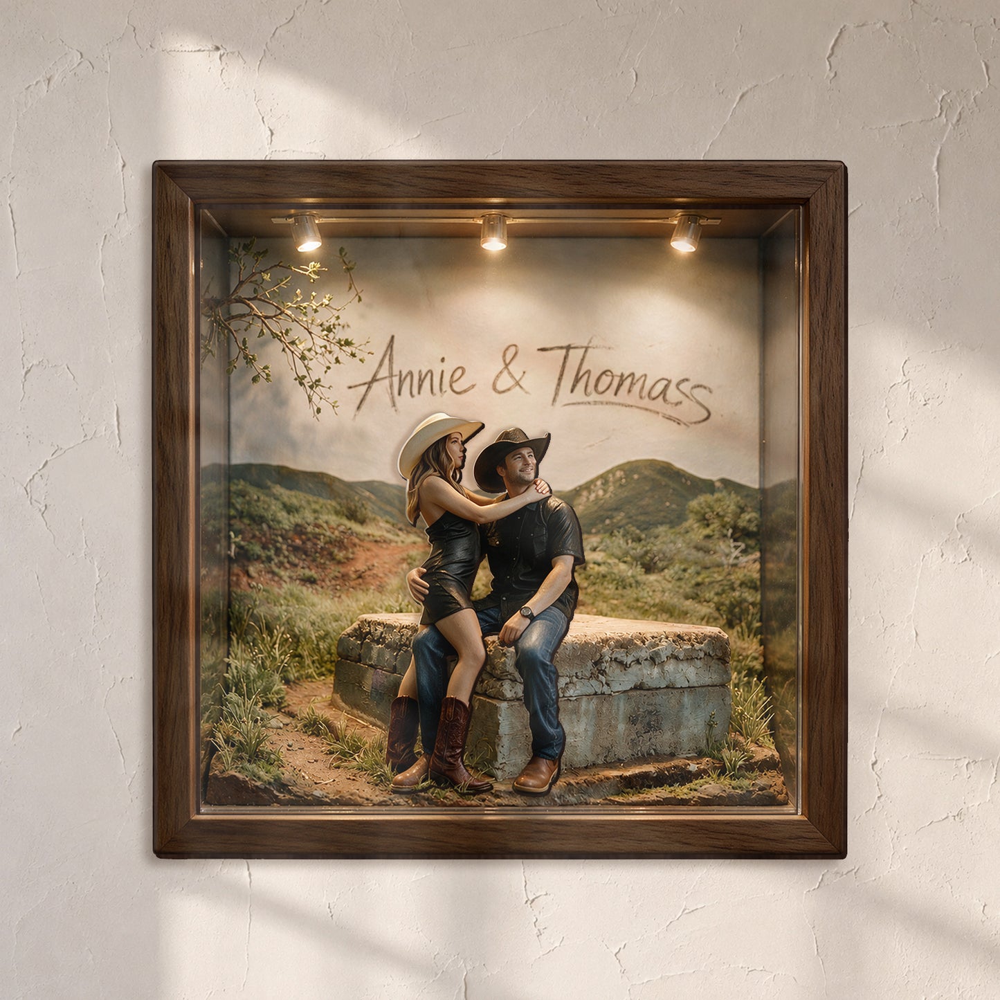 Custom From Any Photo - Personalized Family Wooden Light Shadow Box