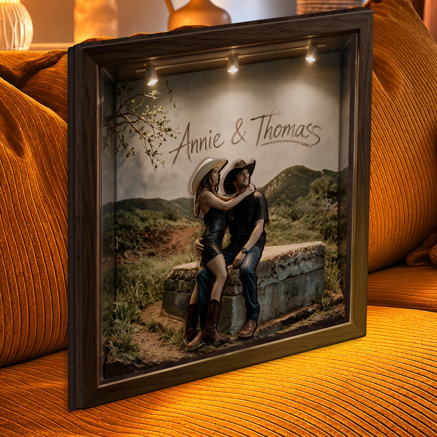 Custom From Any Photo - Personalized Family Wooden Light Shadow Box