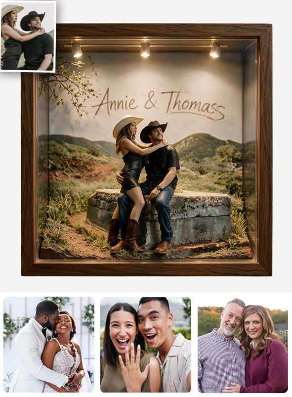Custom From Any Photo - Personalized Family Wooden Light Shadow Box