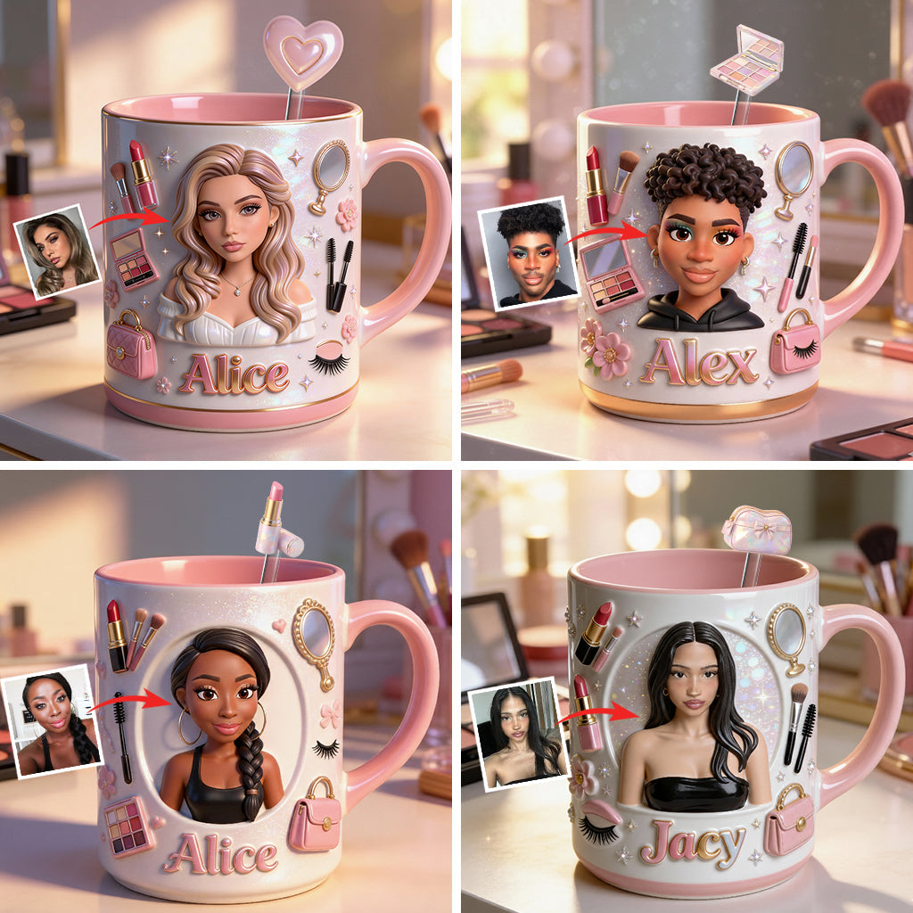 J'adore le maquillage, maquilleuse - Mug personnalisé avec agitateurs en acrylique