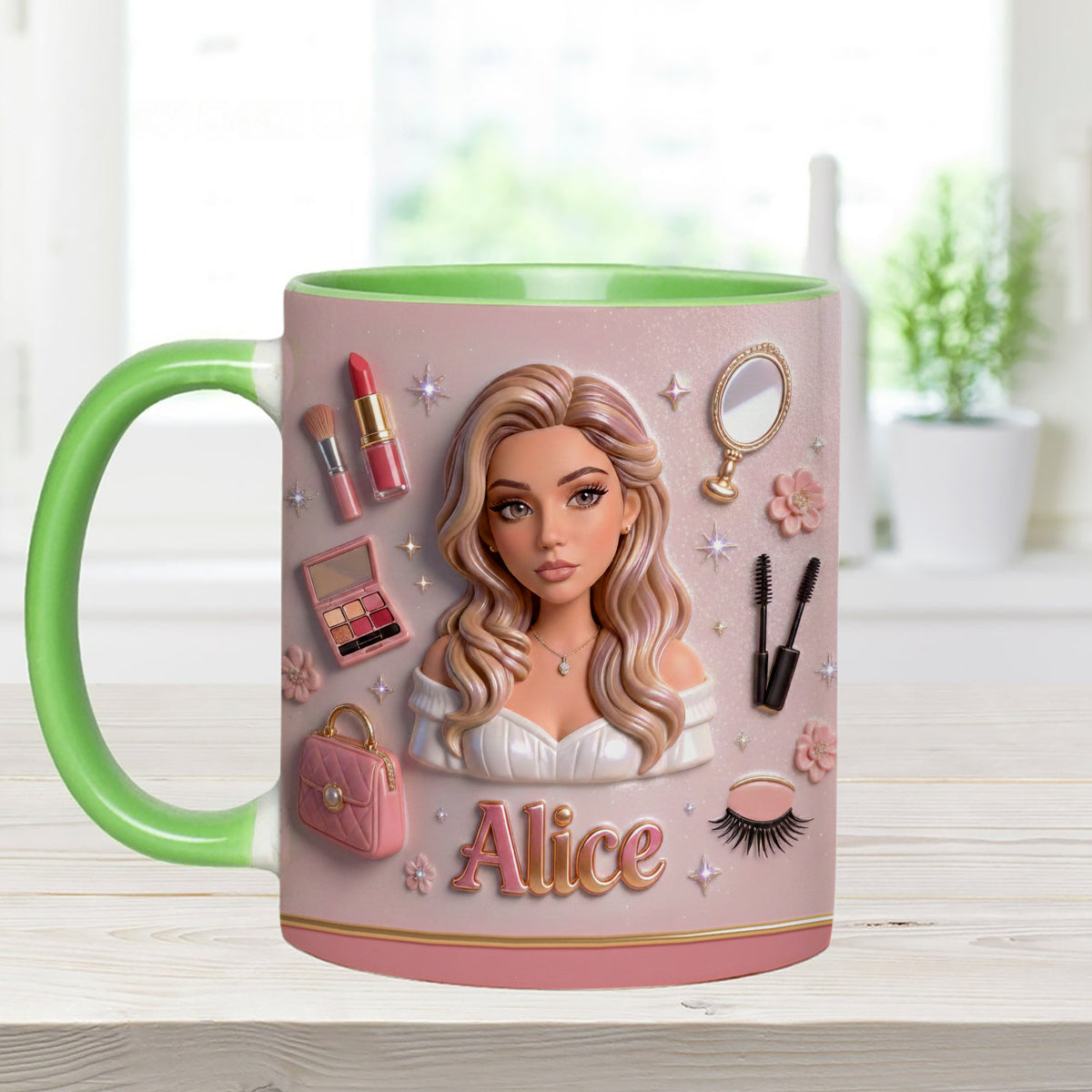J'adore le maquillage, maquilleuse - Mug personnalisé avec agitateurs en acrylique
