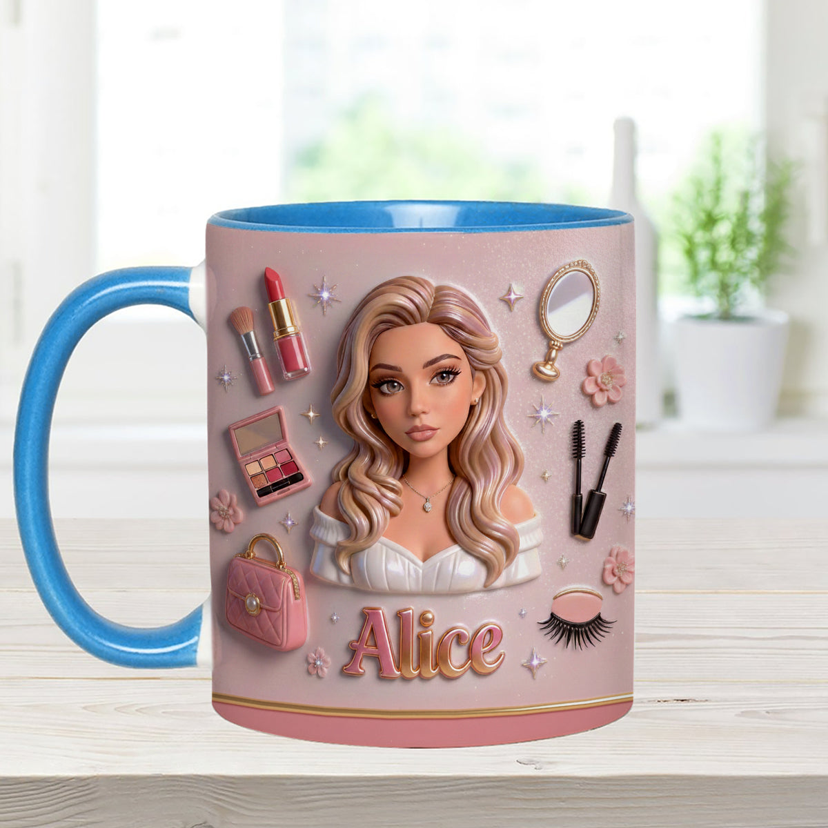 J'adore le maquillage, maquilleuse - Mug personnalisé avec agitateurs en acrylique