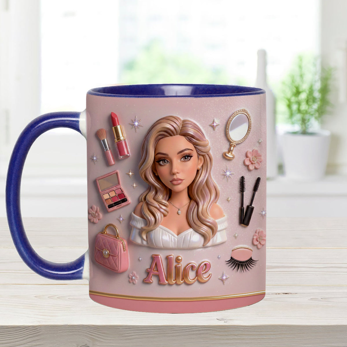J'adore le maquillage, maquilleuse - Mug personnalisé avec agitateurs en acrylique