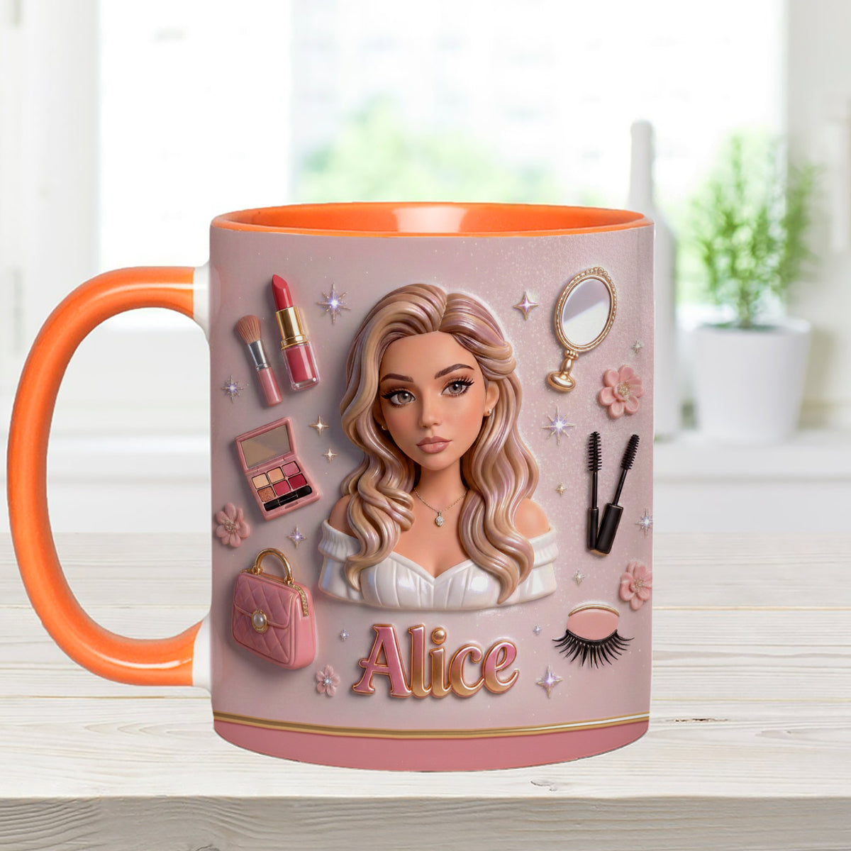 J'adore le maquillage, maquilleuse - Mug personnalisé avec agitateurs en acrylique