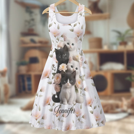 Cute Kittens - Personalized Cat Sleeveless Dress