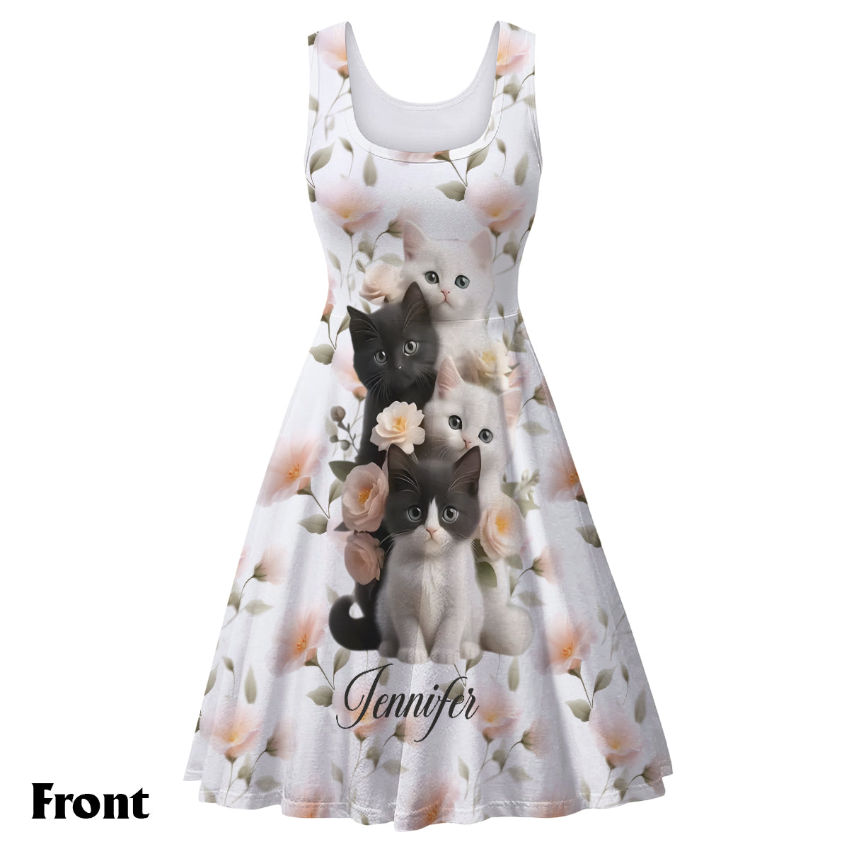 Cute Kittens - Personalized Cat Sleeveless Dress