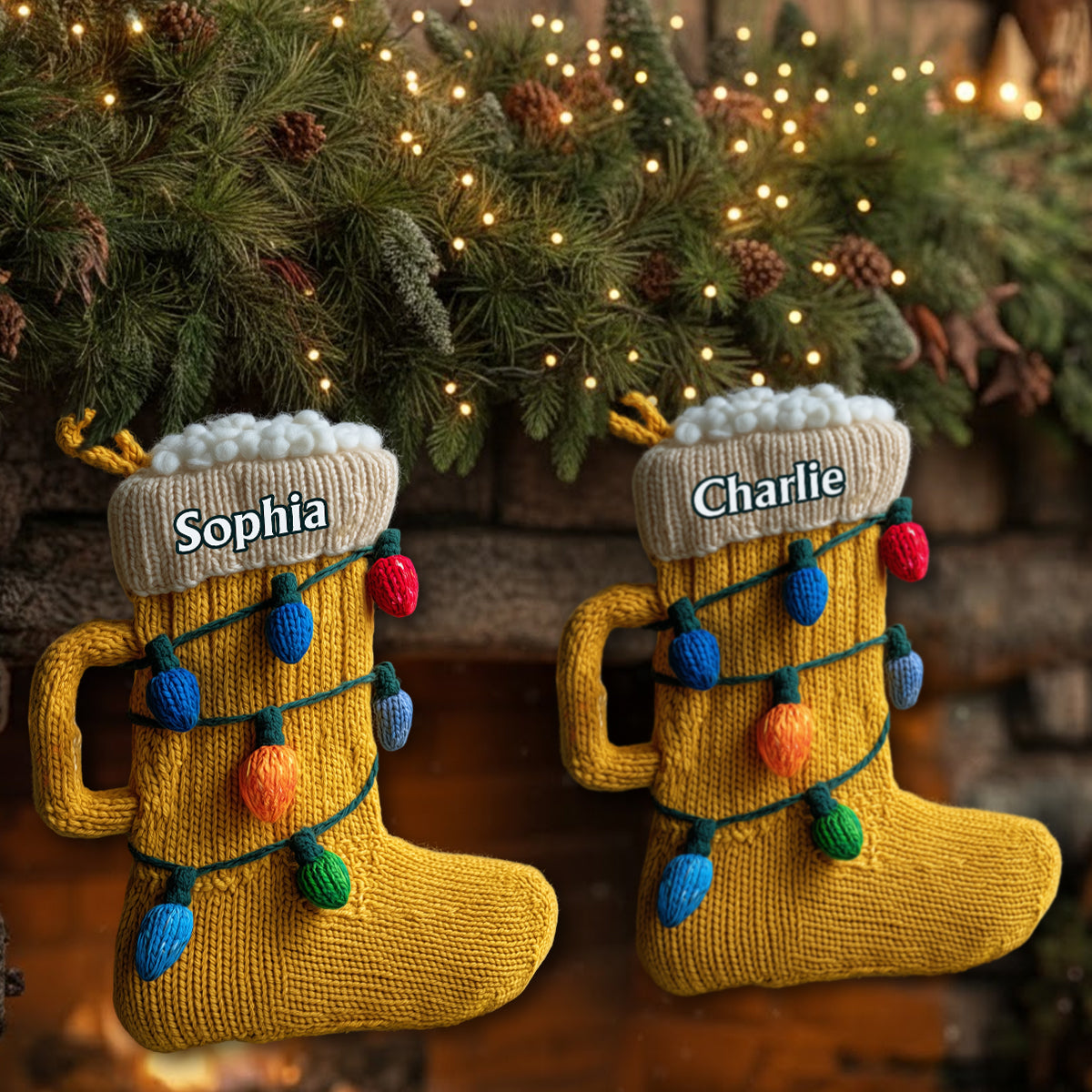 Cadeau de Noël amusant pour les amateurs de bière - Chaussette de Noël personnalisée en forme de bière