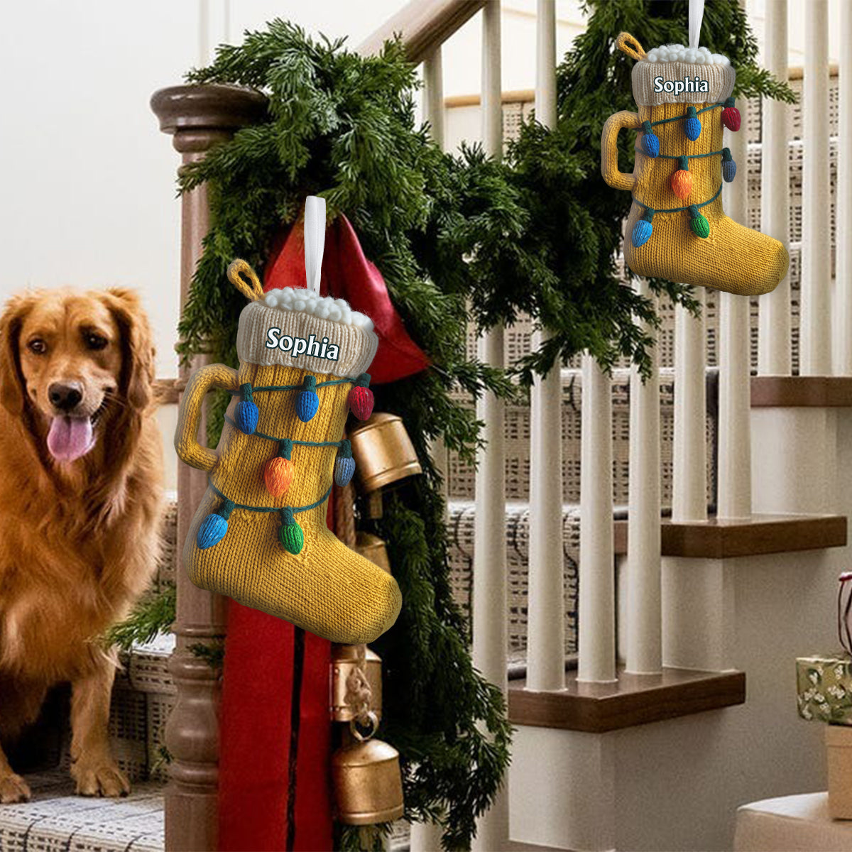 Cadeau de Noël amusant pour les amateurs de bière - Chaussette de Noël personnalisée en forme de bière