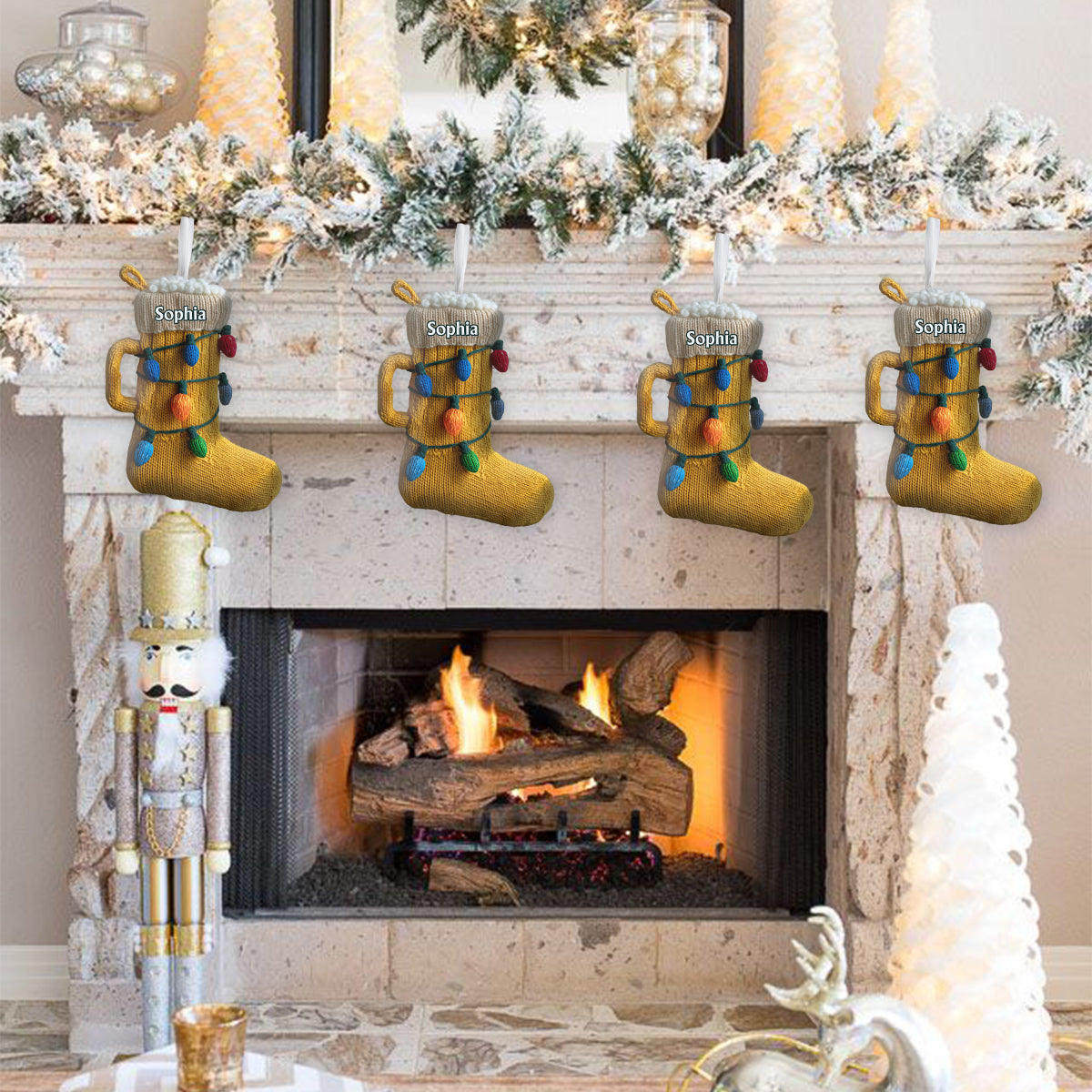 Cadeau de Noël amusant pour les amateurs de bière - Chaussette de Noël personnalisée en forme de bière