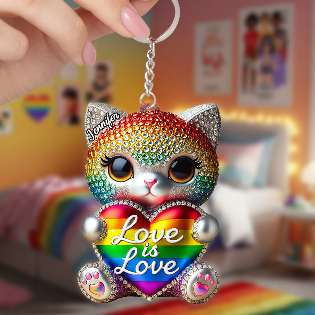 Love Is Love - Personalized LGBT Support Keychain
