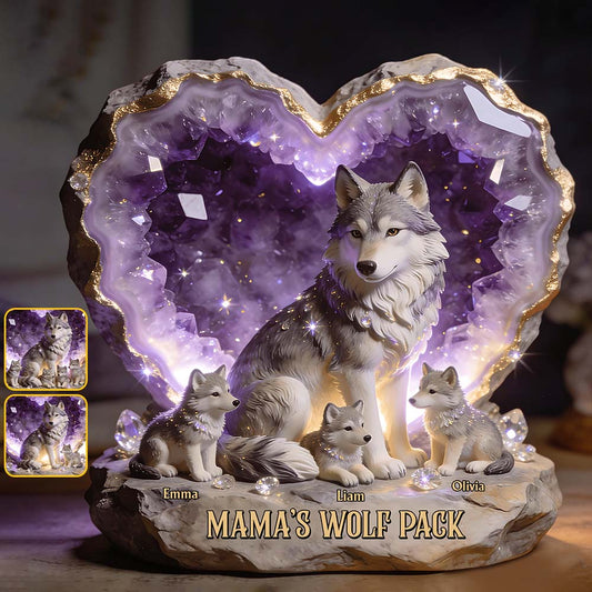Mama Wolf, Wolf Mom - Personalized Wolf Custom Shaped Acrylic Plaque