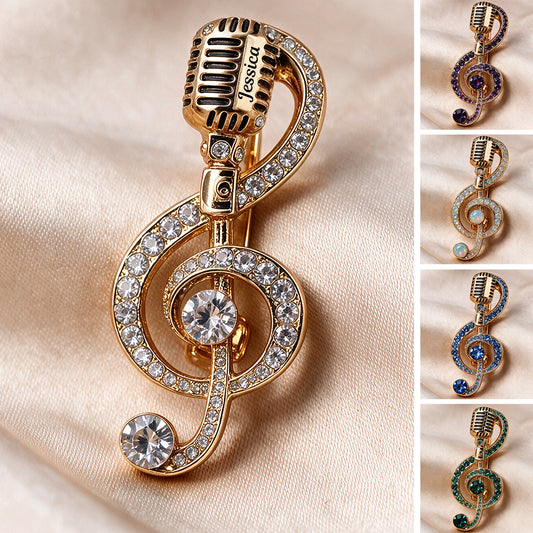 Mikrofon Musik Brosche Klassische Note, Geburtsstein Musik Pin - Personalisierte Musik 3D Präge Emaille Pin