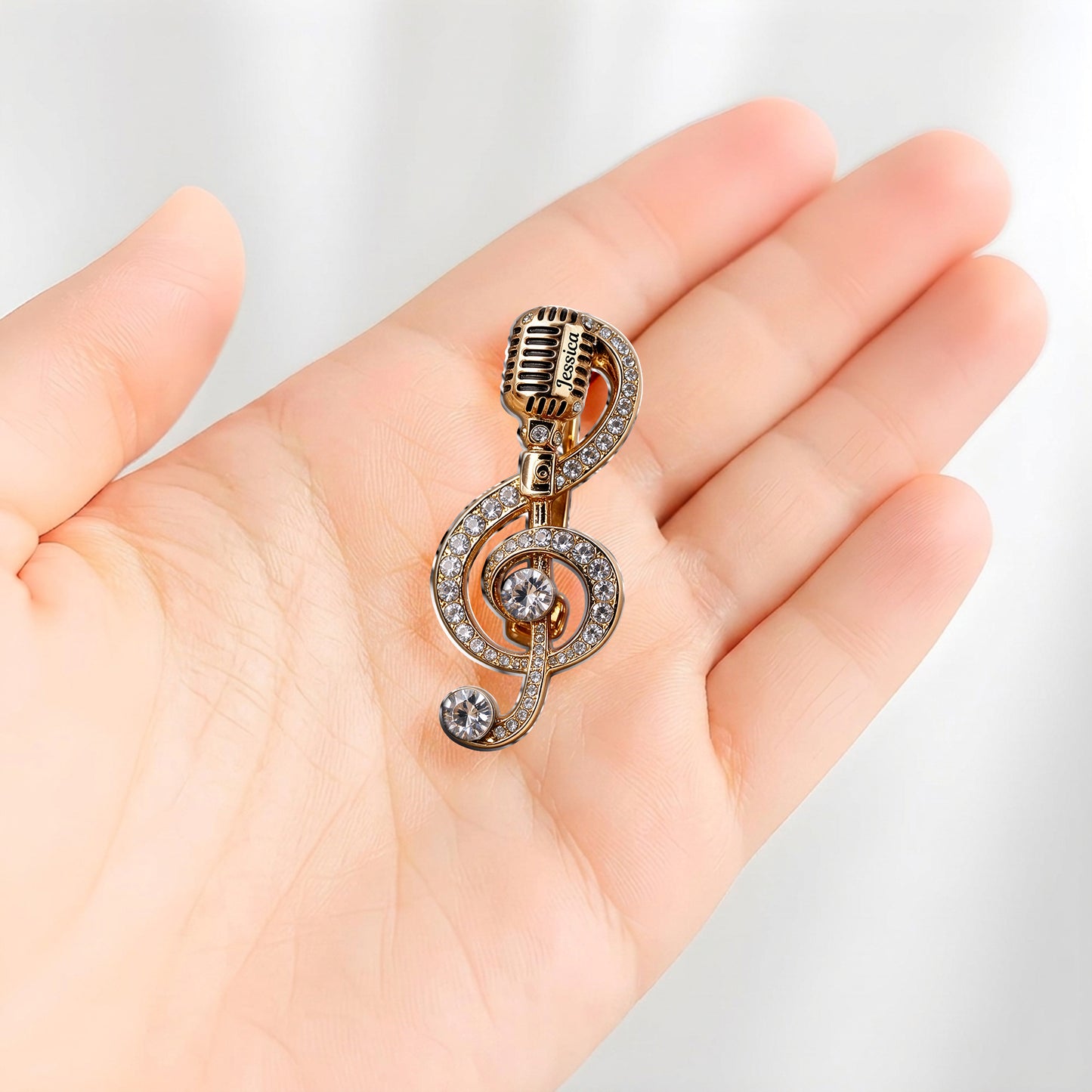 Microphone Music Brooch Classic Note, Birthstone Music Pin - Personalized Music 3D Embossed Enamel Pin