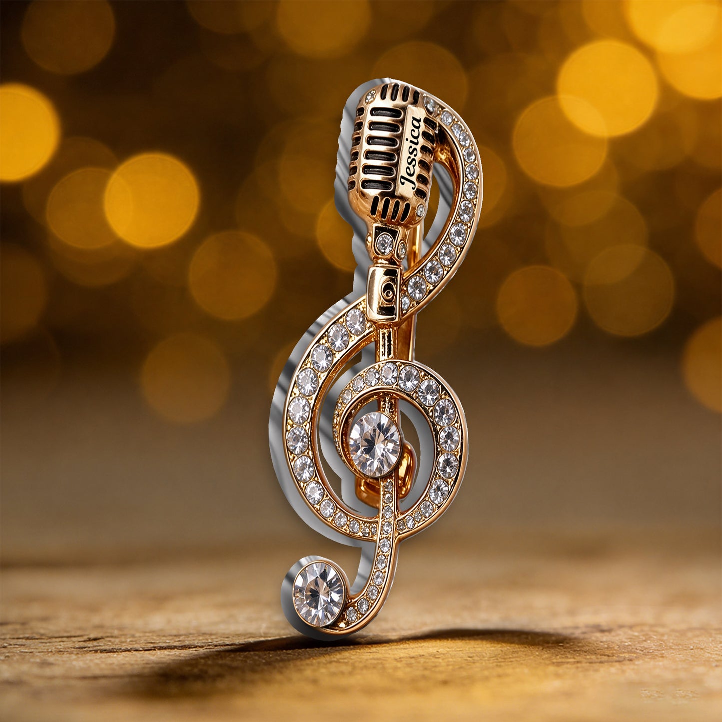 Microphone Music Brooch Classic Note, Birthstone Music Pin - Personalized Music 3D Embossed Enamel Pin
