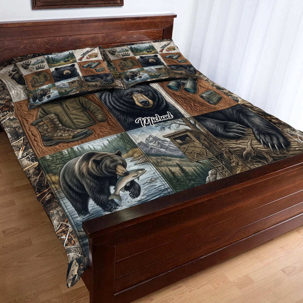 Bear Hunting - Personalized Hunting Quilt Set
