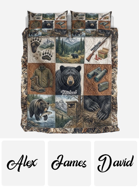 Bear Hunting - Personalized Hunting Quilt Set