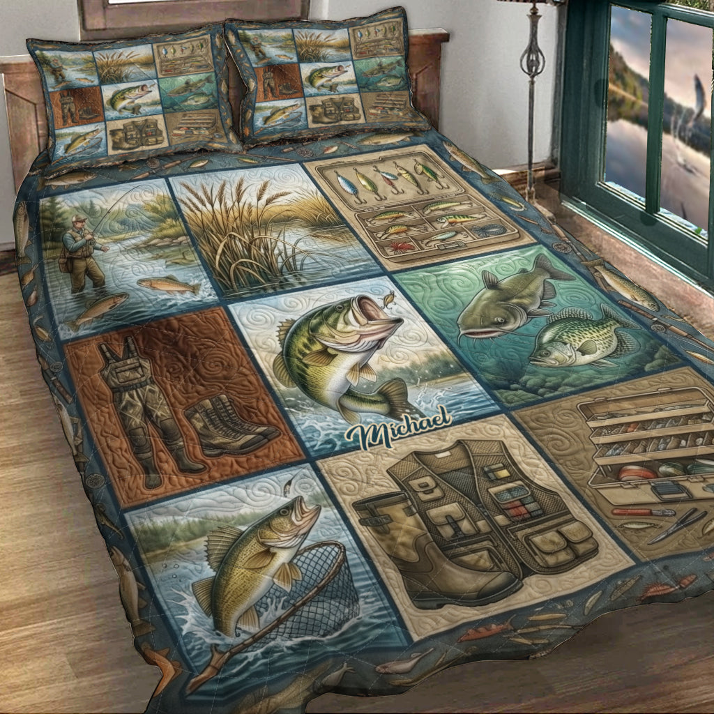 Perfect Gift For Fishing Lovers - Personalized Fishing Quilt Set
