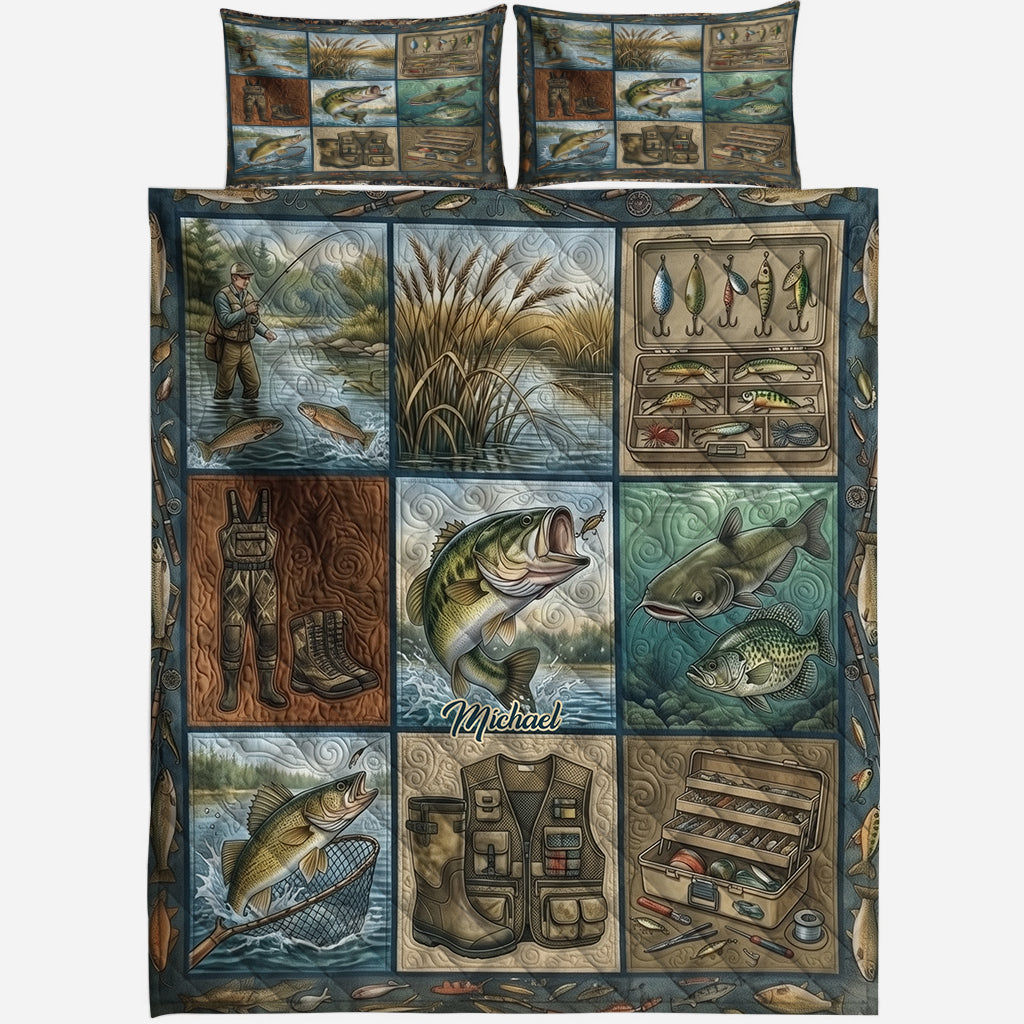 Perfect Gift For Fishing Lovers - Personalized Fishing Quilt Set