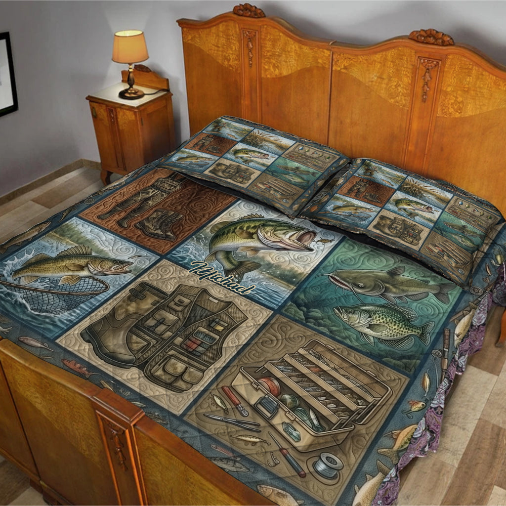 Perfect Gift For Fishing Lovers - Personalized Fishing Quilt Set