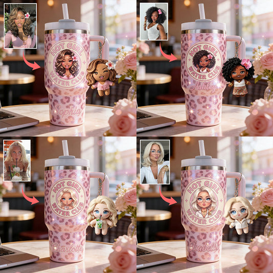 Hot Girl Water's Club, Geschenk für Frauen - Personalisierter Selbstliebe Becher mit Plüschanhänger