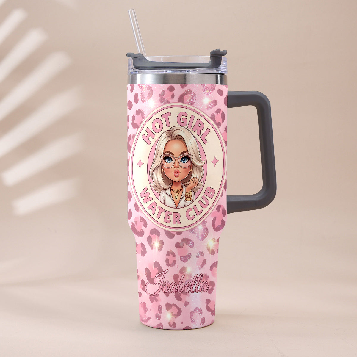 Hot Girl Water's Club, Geschenk für Frauen - Personalisierter Selbstliebe Becher mit Plüschanhänger