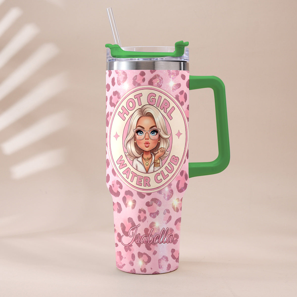 Hot Girl Water's Club, Geschenk für Frauen - Personalisierter Selbstliebe Becher mit Plüschanhänger