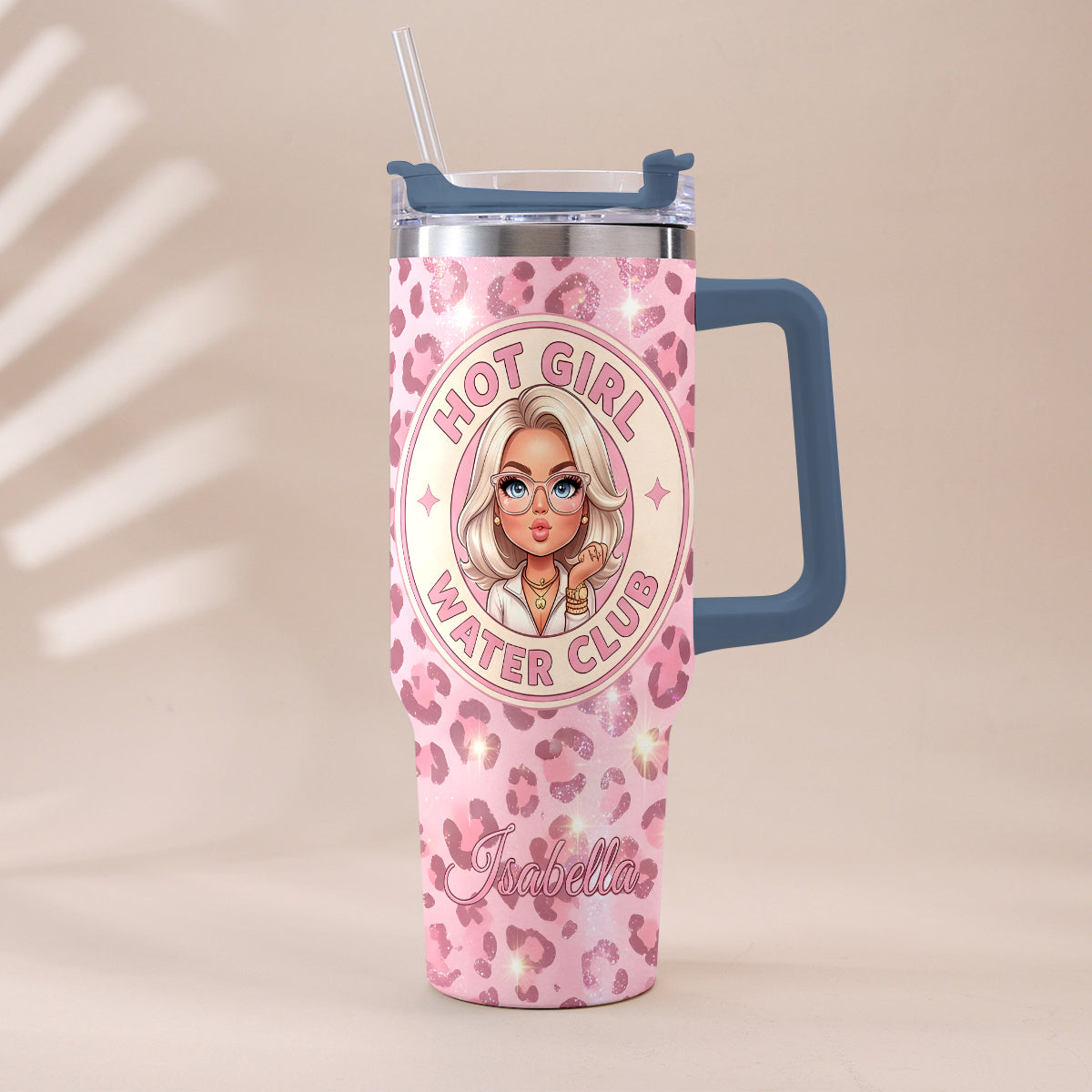 Hot Girl Water's Club, Geschenk für Frauen - Personalisierter Selbstliebe Becher mit Plüschanhänger