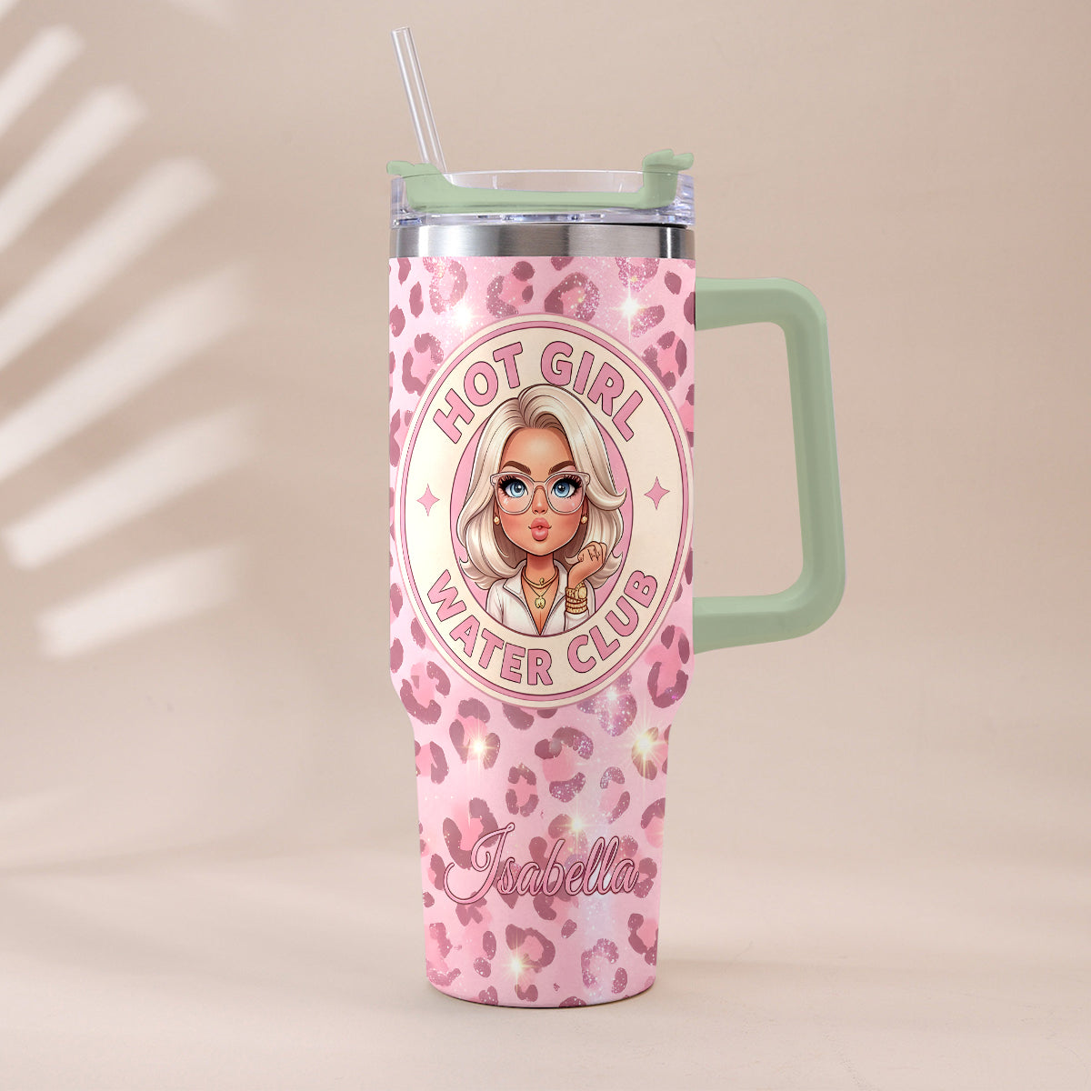 Hot Girl Water's Club, Geschenk für Frauen - Personalisierter Selbstliebe Becher mit Plüschanhänger