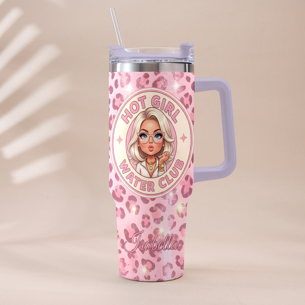 Hot Girl Water's Club, Geschenk für Frauen - Personalisierter Selbstliebe Becher mit Plüschanhänger