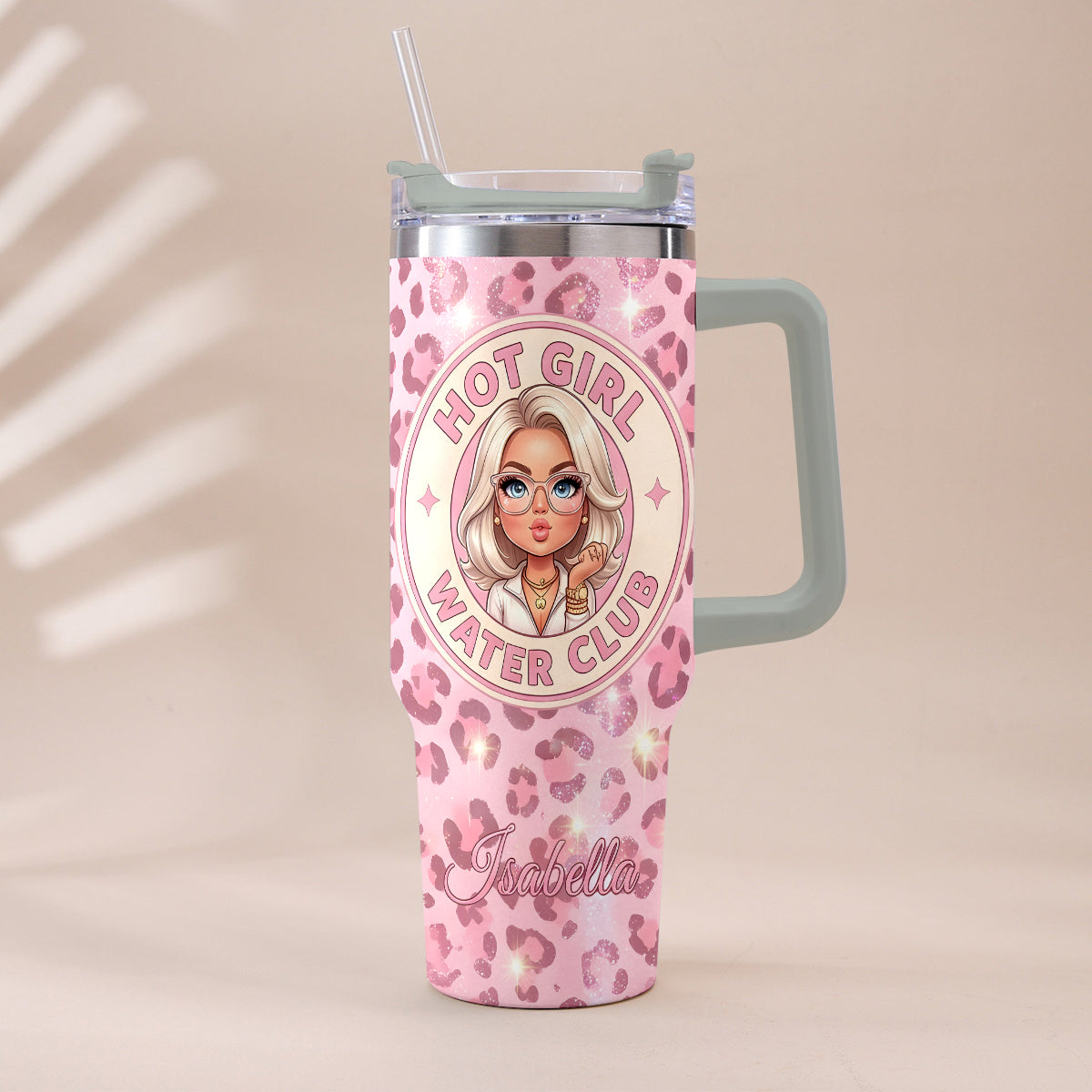 Hot Girl Water's Club, Geschenk für Frauen - Personalisierter Selbstliebe Becher mit Plüschanhänger